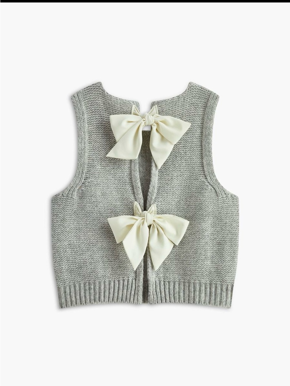 Commense Grey Knit Vest with Cream Bow Back Detail